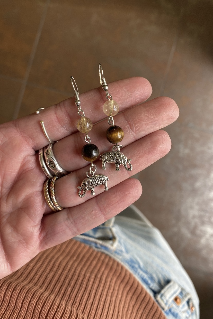 Orecchini A Bottone Elefantino In Argento Sterling 925 Ossidato - Gioielli Artigianali Per Bambini E Adulti, In Scatola Regalo