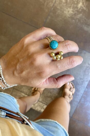 Anello Howlite turchese • regolabile