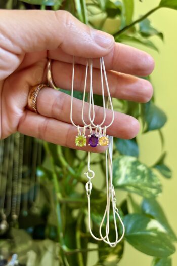 Collanina con Pietra Brillante ✨ in Argento •*•
