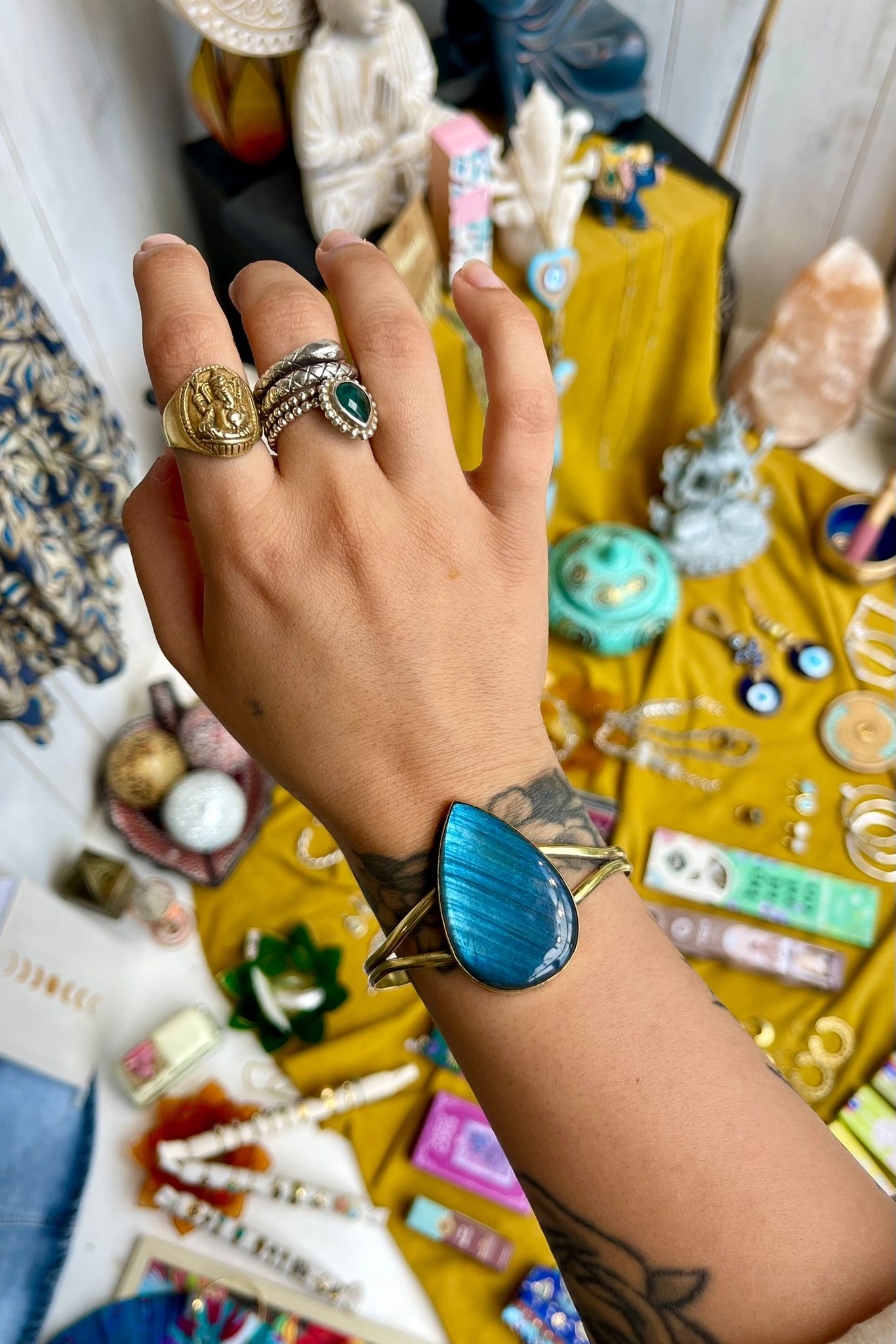 Bracciale in Ottone e Labradorite