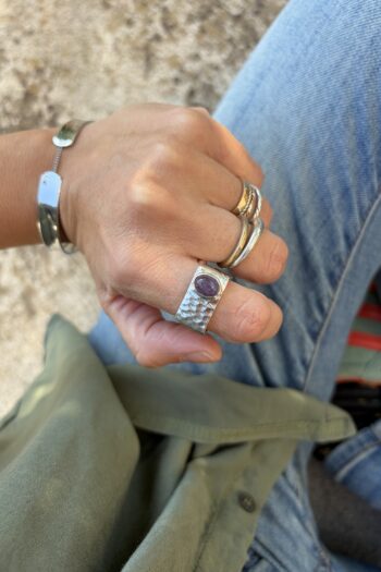 Anello Quadrato Ametista • Misura 17
