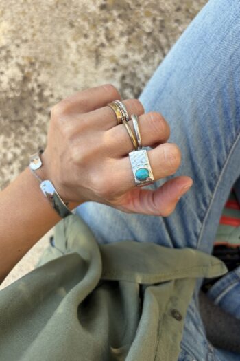 Anello Quadrato Howlite Turchese • Misura 18