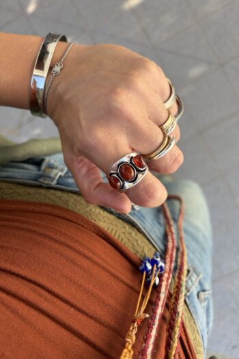 Anello Tre Pietre Corniola • Misura 18