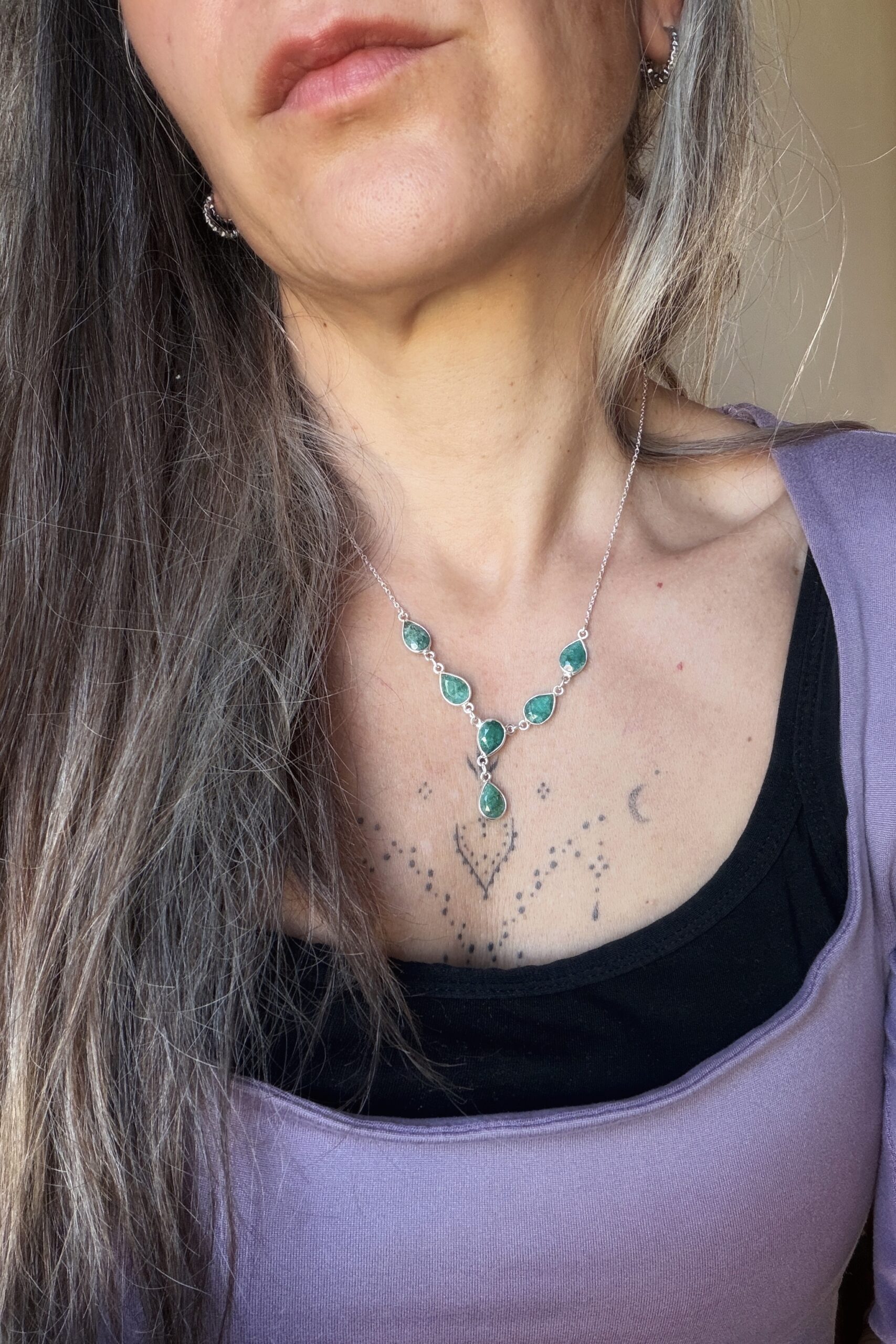 Collana Argento e Radice di Smeraldo