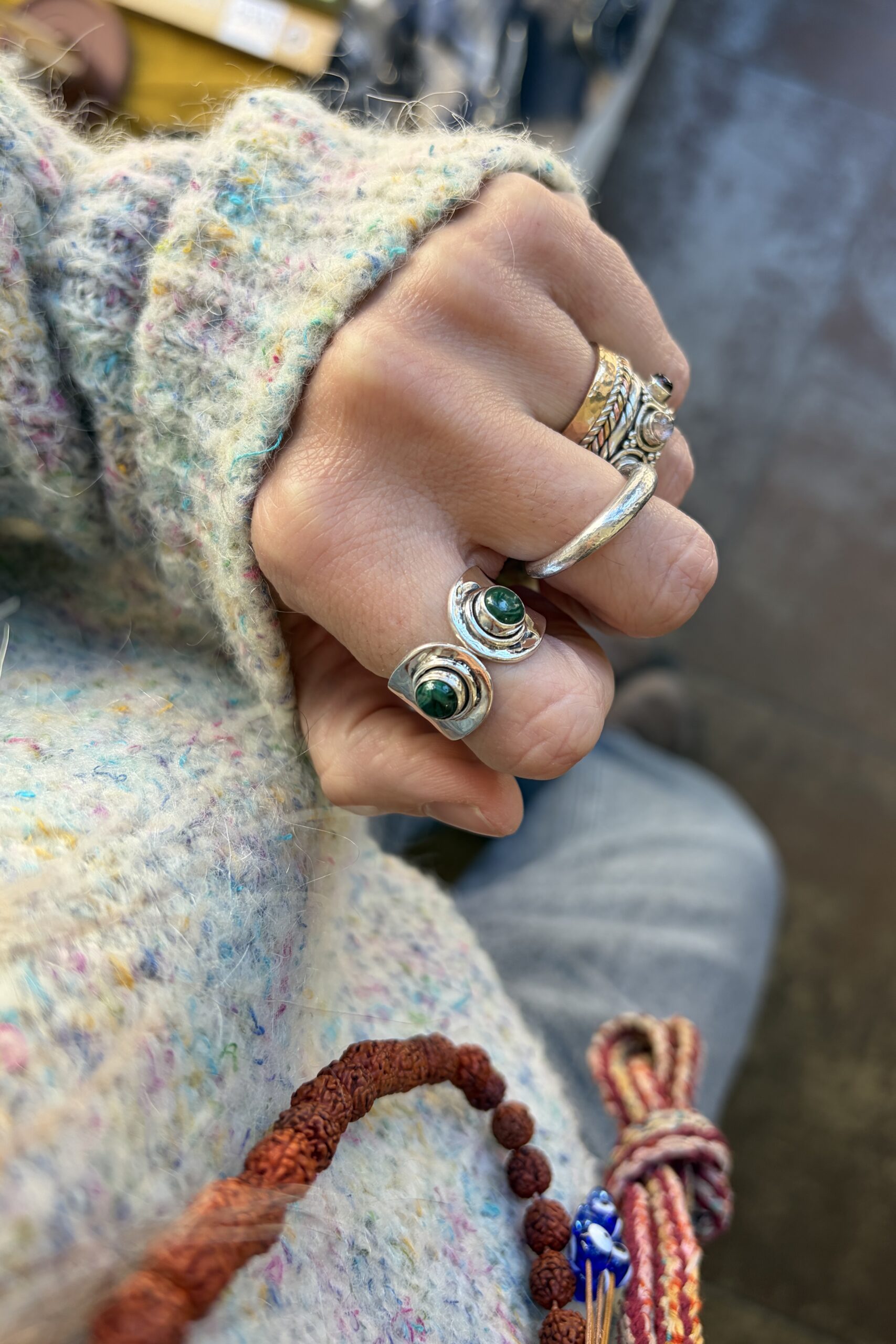 Anello Argento Regolabile • Malachite