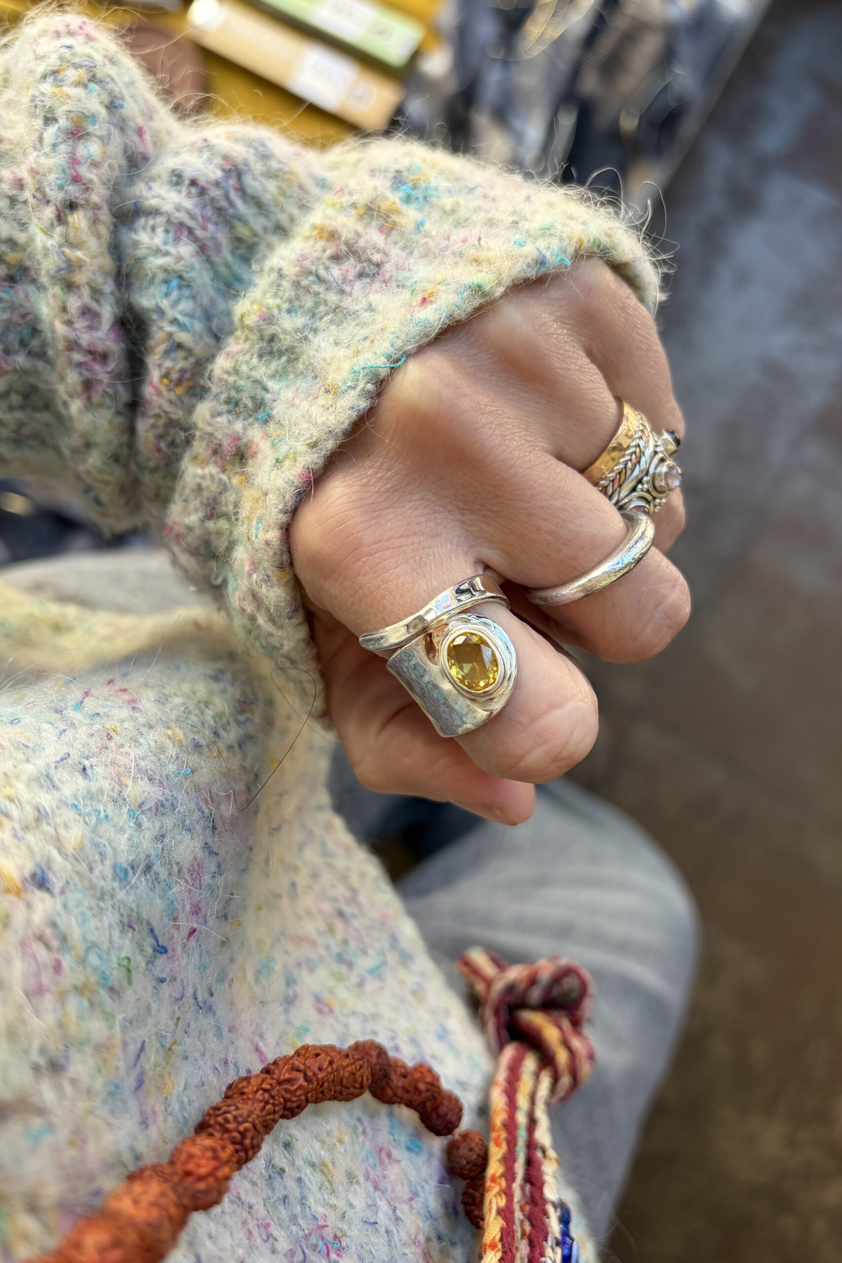 Anello Argento Regolabile • Citrino